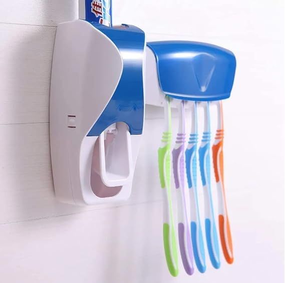 Toothpaste%20Dispenser%20and%205%20Toothbrush%20Holder%20for%20Home%20Bathroom%20Toothbrush%20Holder%20-%20Image%202