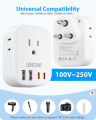 LENCENT US to India Power Plug Adapter, Indian Travel Adaptor with 4 Outlets, 4 USB Charger(2 USB C), Type D Plug Converter for USA to India Nepal Bangladesh Maldives Pakistan, Safe Grounded. 