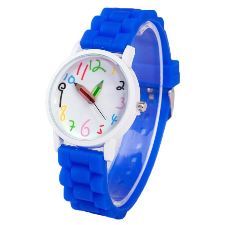 Fashion children kids Arabic numerals pencil analog display quartz wrist watch