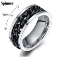 Rotatable chain Rings For Men (Golden Chain) Spinner Ring Stainless Steel Chain Ring.