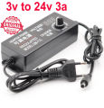 ADJUSTABLE AC TO DC 3V to 24V 3A UNIVERSAL ADAPTER WITH DISPLAY SCREEN VOLTAGE ADJUSTABLE POWER SUPPLY ADATPOR.