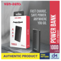 VEN-DENS 10000mAh Power Bank VD-PB041 Fast Charging Portable Charger | Dual USB Output | LED Indicator | Smart Protection | Slim & Lightweight Powerbank for Android, iPhone & All Devices. 