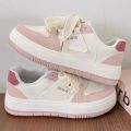 Kawaii Canvas Casual Sneakers for Women, Comfortable Knitted Upper, PVC Outsole, Size 36-40, Pink and White. 