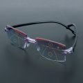 Rimless Eyewear Blue Light Blocking Ultralight Progressive Multifocal Presbyopia Eyeglasses Reading Glasses Diamond-cut.