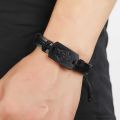 European and American punk style men's leather bracelet, black wolf scalp bracelet, multi-layer braided bracelet leather rope.