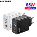 65W USB Mobile Phone Charger Type C Fast Charging Phone Power Adpater US Plug & UK Plug & EU Plug Wall Charger Portable Home Office Travel USB Plug Adapter. 