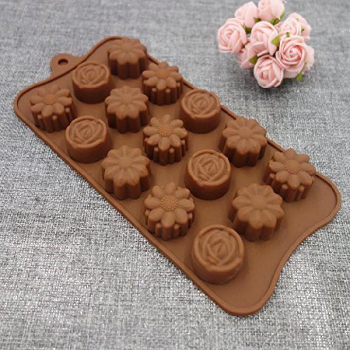 15Cavity Rose Flower Mold Silicone Cake Chocolate Cookie Baking Tray Candy Mould