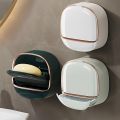 Soap Holder With Lid Drain Soap Box Punch-Free Flip-Top Soap Dish Creative Waterproof Storage Rack Bathroom Accessories. 