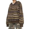 Women Zip Up Drawstring Hoodie Casual Striped Long Sleeve Sweatshirt Jacket Autumn Streetwear. 