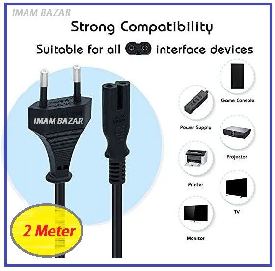 2 Pin Adapter Universal  Power Cable AC Cord 220V 1.8 Meter