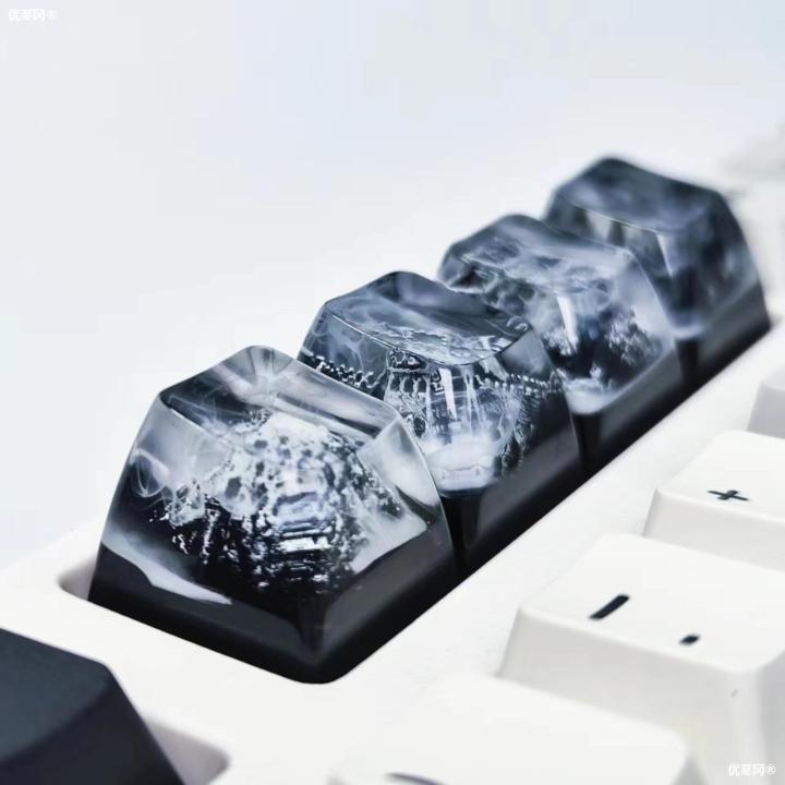 Mechanical%20keyboard%20personality%20keycaps%20translucent%20resin%20Great%20Wall%20Snow%20Mountain%20Valley%20Gulou%20ink%20wind%20keycaps%20-%20Image%203