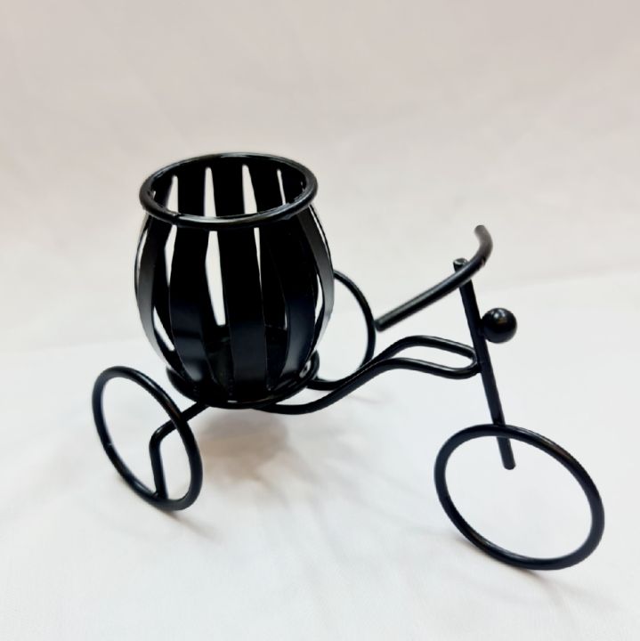 Rickshaw Style Smart Steel Small Pen Box Holder Beautiful Office PAN STAND BLACK