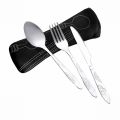 【linfang store】Dinnerware Sets 3Pcs Steel Set Flower Painting Portable Tableware Set Tableware Case Kit. 