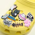 8/17/20/25/28pcs Cute Cats Shoe Charms for Croc Black Pink Paws Shoe Clips Decorations Funny Cowboy Cat Croc Jeans Xmas Gift. 