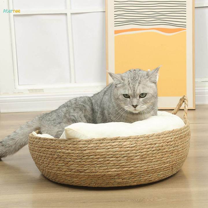 Cat Bed Basket Kennel Round Cat Scratch Mat for Small Dogs Large Cats Kitten 45cmx15cm
