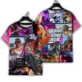New Grand Theft Auto Ⅴ Tops Cool Game GTA5 T Shirt Men Women Fashion Summer Short Sleeve Graphic GTA V Tee Streetwear Clothes. 