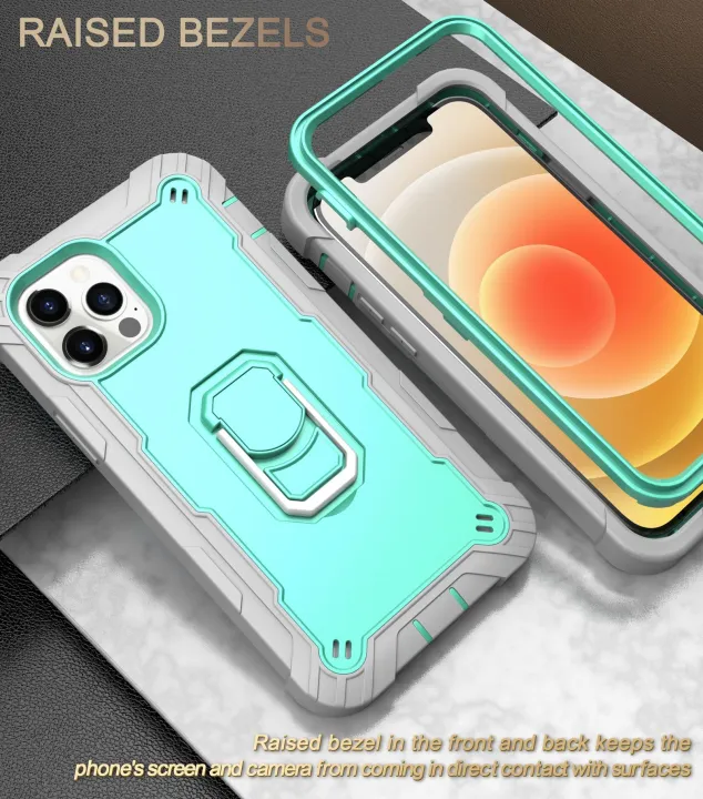 (New)PC%20+%20Rubber%203-layers%20Shockproof%20Protective%20Case%20with%20Rotating%20Holder%20For%20iPhone%2012%20Mini%20-%20Image%207