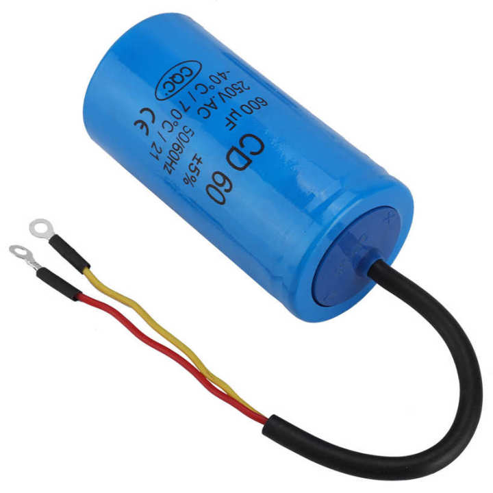 Run Start Capacitor CD60 Motor with Wire Lead 250VAC 600uF 50/60Hz for Air Compressor