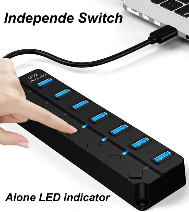 USB%203.0%204/7%20Ports%20Hub%20Splitter%20Switch%20LED%20Light%2012V%202A%20DC%20AC%20Power%205Gbps%20Cable%20For%20Laptop%20Mouse%20keyboard%20mobile%20hard%20disk%20drive%20-%20Image%202