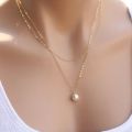 Trendy Double Layer Pearl Pendant Necklace for Women New Collection - Necklace for Girls Stylish - Necklace for Girls Simple/ Charming Women's Choker Chain. 