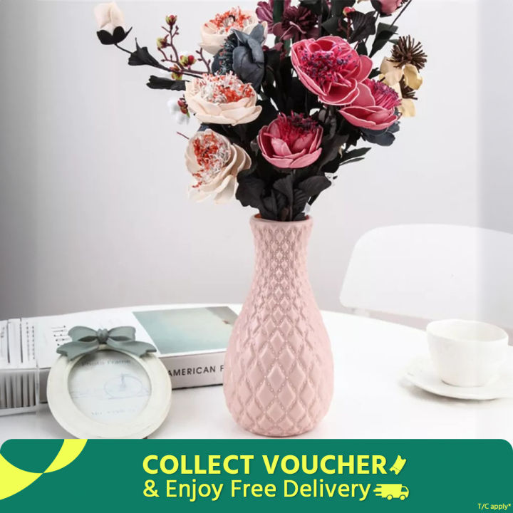 diamond pattern vase fake plastic flower vase pot home decoratio