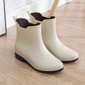 Women Shoes Chelsea Rain Boots Ladies Slip-on Short Tube Fashion Outdoor Rubber Waterproof Shoes Ankle Boots New Garden Galoshes. 