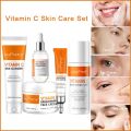 JoyPretty Vitamin C Face Whitening Skin Care Set Glowing Dark Spots Remover Cream Serum Deep Cleaning Toner Facial Skincare Kits.