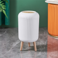 High-Legged Wood Grain Trash Can Plastic Dustbin.