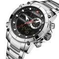 NAVIFORCE NF9163 Silver Stainless Steel Dual Time Wrist Watch for Men.