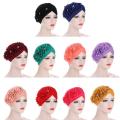 Flower Hijab Turban Head Warmer for Women Diamonds Soild Color Muslim Headscarf Bonnet Inner Hijabs Arab Head Wraps Indian Hat.