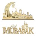 Eid Mubarak Wooden Ornament Ramadan Moon Star Letter Table Decoration for Home Islamic Muslim Pendant Eid Al Adha Party Supplies. 