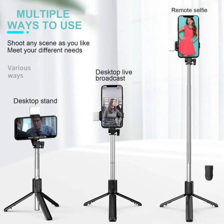 R1S%20Selfie%20Stick%20Adjustable%20Multifunctional%203%20in%201%20Bluetooth%20Remote%20Control%20Phone%20Tripod%20for%20Video%20Shooting%20-%20Image%202