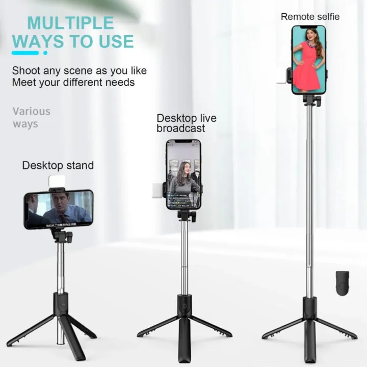 R1S%20Selfie%20Stick%20Adjustable%20Multifunctional%203%20in%201%20Bluetooth%20Remote%20Control%20Phone%20Tripod%20for%20Video%20Shooting%20-%20Image%202