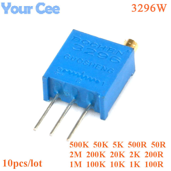 10Pcs 3296W 3296 50 100 200 500 1K 2K 5K 10K 20K 50K 100K 200K 500K 1M 2M ohm 101 Multiturn Trimpot Trimmer Potentiometer