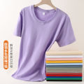 23New High-Grade Cotton Base Shirt Couple Short SleeveTT-shirt Men and Women round Neck Summer Solid Color Student Clothes. 
