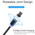 Magnetic Fast Charging Cable With Led Indicator - Type B / Type C / Type IOS - ( One cable + One head). 