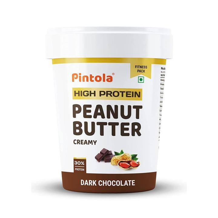 Pintola HIGH Protein Peanut Butter (Dark Chocolate) (Creamy, 510g) | 30% Protein | High Fibre | NO Salt