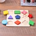 Wooden Geometric Shapes Montessori Puzzle Sorting Math Bricks Preschool Learning Educational Game Baby Toddler Toys for Children.