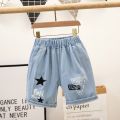 Spot children's clothing girls denim shorts 2024 new thin middle and large children boys wear short pants wholesale tide.
