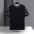 New Summer Short-Sleeved Men's Ice Silk Bottom Cold Round Neck Cover Breathable Quick Drying Casual T-Shirt Fashion Wear. 