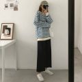 Cusual Pants Women Summer Ankle-length Loose Wide Leg Elastic High Waist Oversize Black Simple Comfortable Elegant Ladies Chic BQ. 