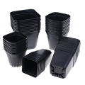 10pc Black Flower Pots Plastic Pots Small Square Pots for Succulent plants Layor. 