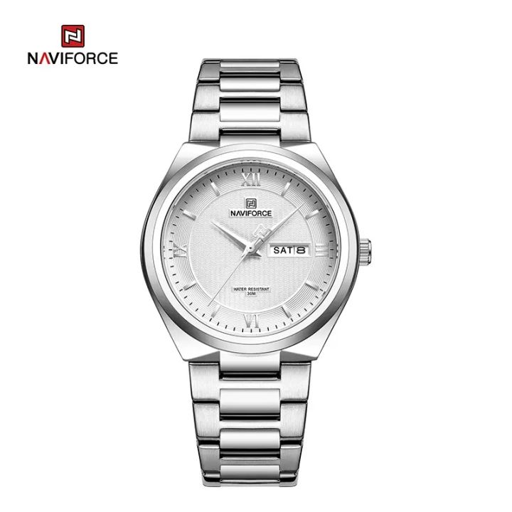 NAVIFORCE NF8030 Original Fashion Business Date Quartz Waterproof Military Stainless Steel Men’s Wrist Watch