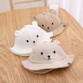 Spring Summer Baby Bucket Hat Cute Bear Ear Newborn Panama Cap Solid Color Outdoor Beach Kids Baby Boy Girl Sun Hats Bonnet. 