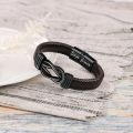 2024 Wholesale Leather Bracelet Braided Bangle with Stainless Steel Clasp Family Friendship Card Statement Jewelry for Men.
