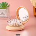 Folding Hair Brush with Mirror Round Folding Pocket Hair Comb with Makeup Mirror. 