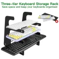 3-Tier Mechanical Keyboard Holder Display Stand Keyboard Shelf for Storage Three Mechanical Keyboard Durable Easy to Use Black. 