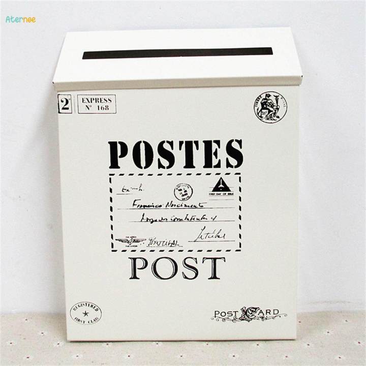 Drop Box Letter Box Opinion Box Metal Postbox Tin Mailbox Retro Newspaper Holder Box for Porch