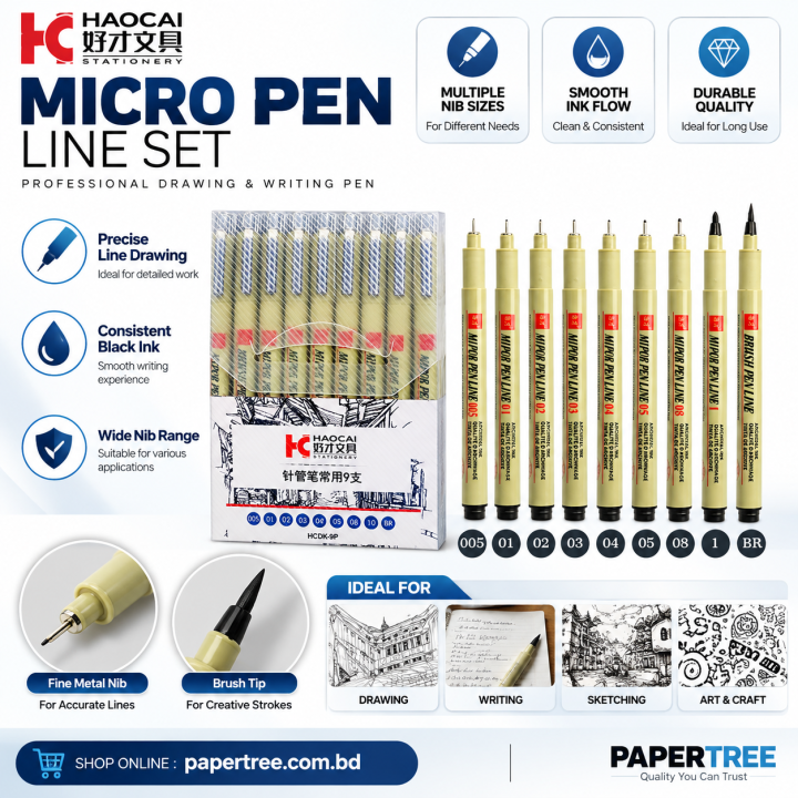 HOCAI%209pcs%20Pigment%20Liner%20Pen%20Set%20Neelde%20Drawing%20Pen%20-%20Image%203