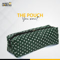 Pencil Pouch, White & Green, (9"x4"). 